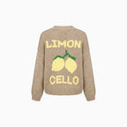 Olyra | Women's Limoncello Lemon Knit Cardigan Long Sleeve Soft Loose Fit Cosy Button Up Jumper-Womens' Cardigan-Khaki-S-
