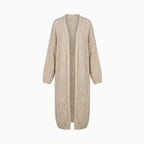 Aloura | Women's Long Knitted Cardigan with Love Peace Print Oversized Loose Fit Cosy Jumper-Womens' Cardigan-Green-S-