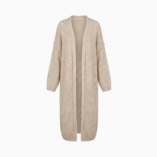 Aloura | Women's Long Knitted Cardigan with Love Peace Print Oversized Loose Fit Cosy Jumper-Womens' Cardigan-Green-S-