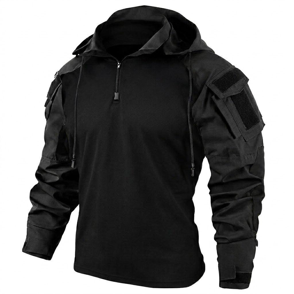 Ravello | Tactical Hoodie for Men - Quick Dry Long Sleeve Combat Fit-Tactical Top-Black-S-Camoufit