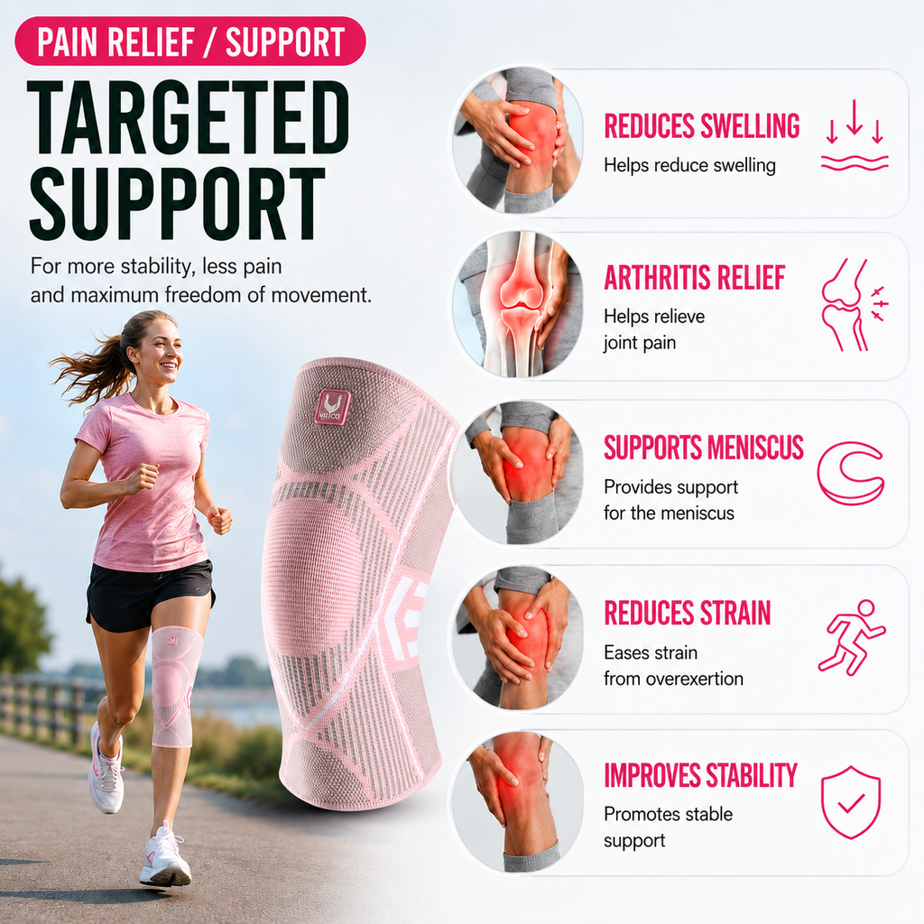 Compression Knee Sleeve - Elastic Knee Brace Support for Arthritis, Running & Joint Pain
