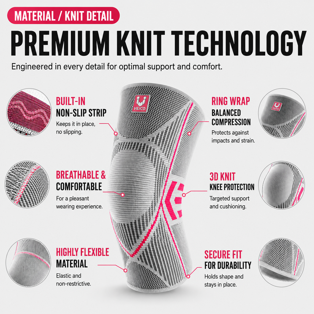 Compression Knee Sleeve - Elastic Knee Brace Support for Arthritis, Running & Joint Pain