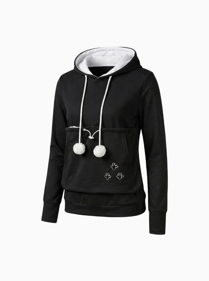 CozyPurr Unisex Hoodie with Cat Pouch – Comfortable Pet Carrier Sweatshirt-Women's Hoodie-CAMOUFIT-Black-S-Camoufit