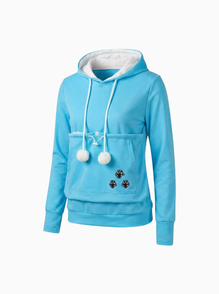 CozyPurr Unisex Hoodie with Cat Pouch – Comfortable Pet Carrier Sweatshirt-Women's Hoodie-CAMOUFIT-Blue-S-Camoufit
