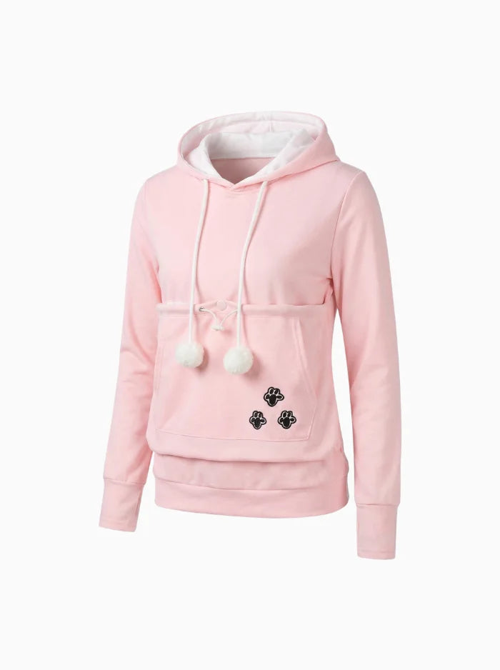 CozyPurr Unisex Hoodie with Cat Pouch – Comfortable Pet Carrier Sweatshirt-Women's Hoodie-CAMOUFIT-Pink-S-Camoufit