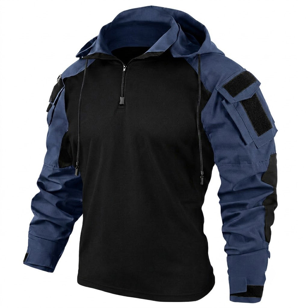 Ravello | Tactical Hoodie for Men - Quick Dry Long Sleeve Combat Fit-Tactical Top-Navy Blue-S-Camoufit