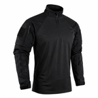 Ventor | Tactical Combat Shirt for Men - Long Sleeve Half Zip Outdoor Fit-Tactical Top-Black-S-Camoufit