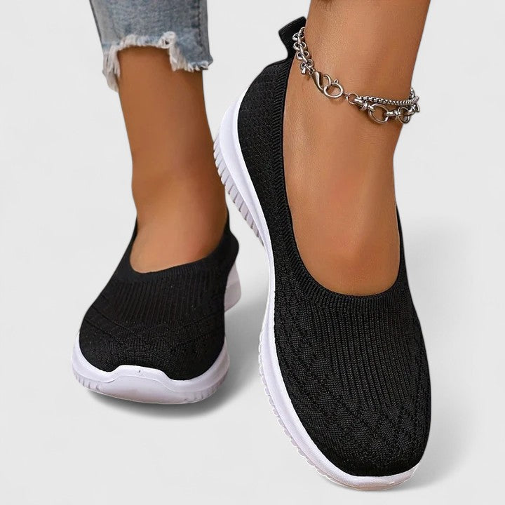Naurelle | Women's Orthopaedic Slip On Shoes – Lightweight Support Comfort Fit-Women's Flats-Black-4-