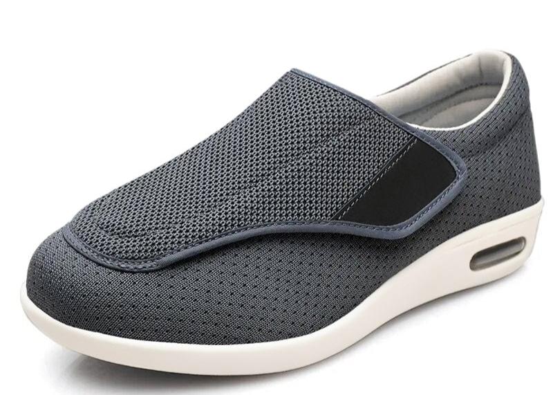 Naurelle | Wide Comfort Shoes for Women - Adjustable Velcro Cushioned Breathable Wide Fit-Women's Sneakers-Dark grey-4-Camoufit