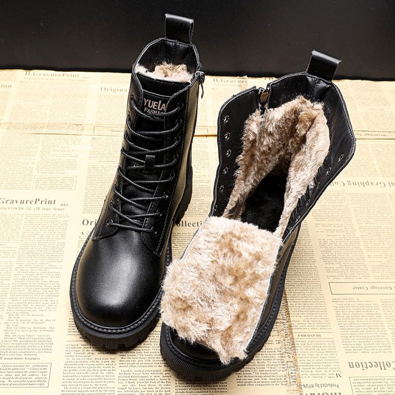 Amore | Women's Round Toe Ankle Winter Boots - Warm Casual Snow Booties