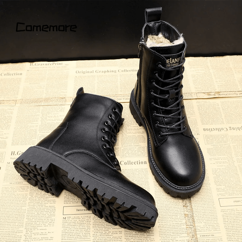 Amore | Women's Round Toe Ankle Winter Boots - Warm Casual Snow Booties