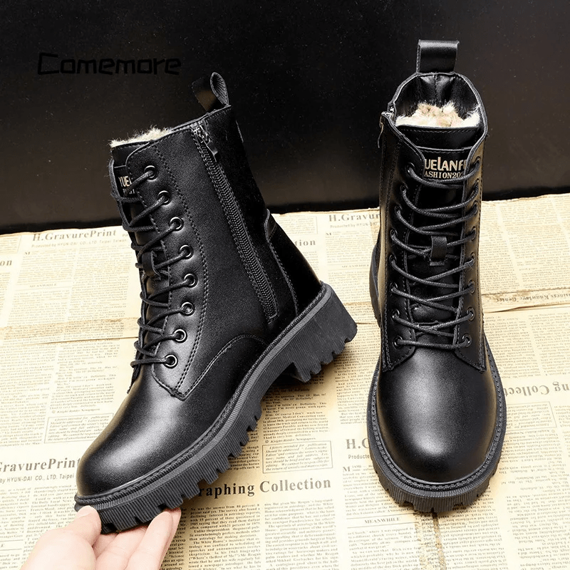 Amore | Women's Round Toe Ankle Winter Boots - Warm Casual Snow Booties