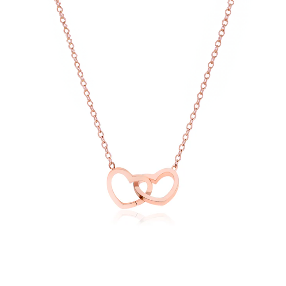 Elunara | Double Heart Necklace for Women - Stainless Steel Delicate Elegant Fit-Necklaces-Rose Gold-Camoufit