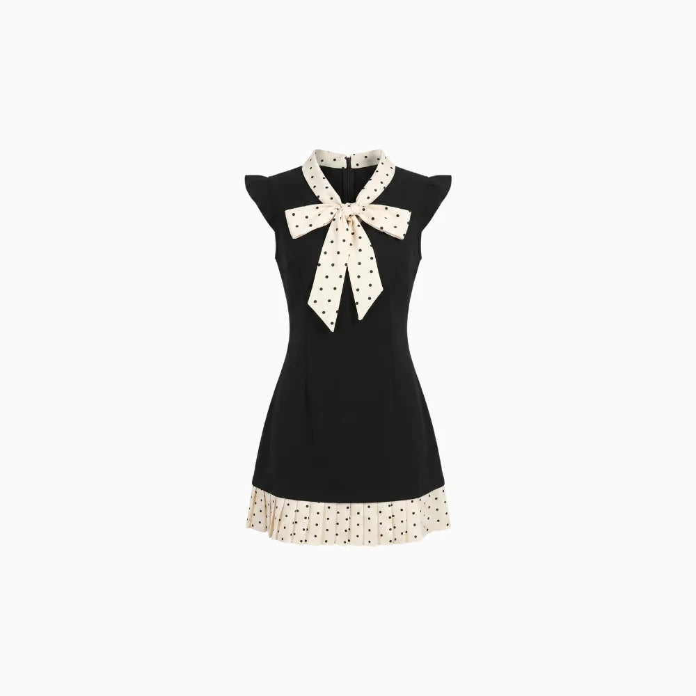Bellune | Polka Dot Dress for Women – A-Line Flutter Sleeve Fit-Dresses-Black-S-Camoufit