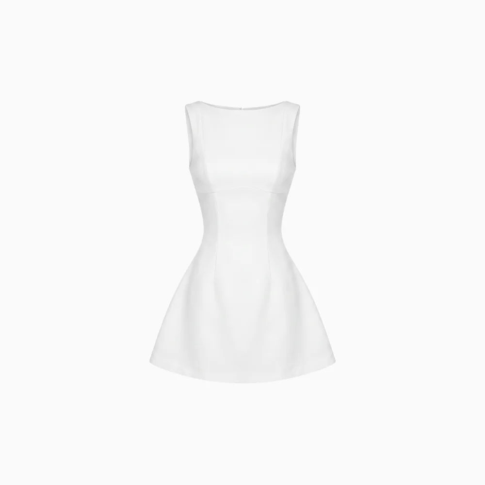 Zalia | Elegant Women’s Graduation A-Line Mini Dress-Mini Dress-White-XXS-