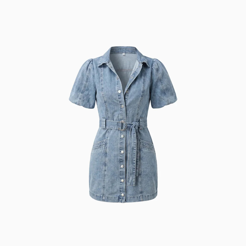 Women's Rebel Charm Denim Mini Dress – Casual Chic Summer Fit-Dresses-S-