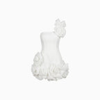 Women's Romance Layered Mini Dress – Dreamy Ruffle Evening Fit-Mini Dress-White-S-