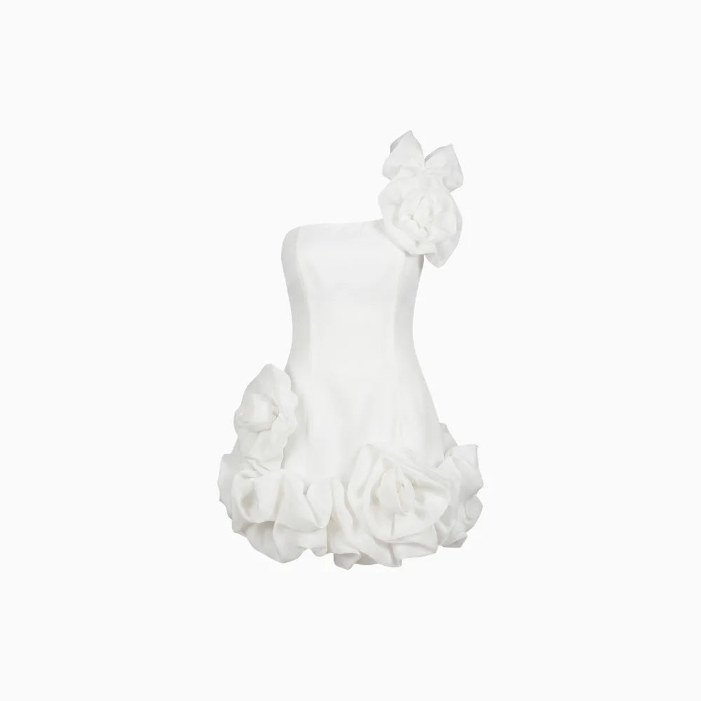 Women's Romance Layered Mini Dress – Dreamy Ruffle Evening Fit-Mini Dress-White-S-