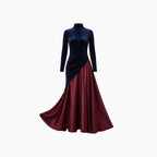 Rosélune | Velvet & Satin Gown for Women – Two-Tone Maxi Elegant Fit-Maxi Dress-XS-Camoufit