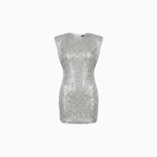Women's Sequin Mini Dress – Sparkling Party Night Out Dress-Evening Dress-Silver-S-