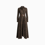 Lunaria | Belted Shirt Dress for Women – Plaid Button-Front Relaxed Fit-Dresses-Brown-S-Camoufit