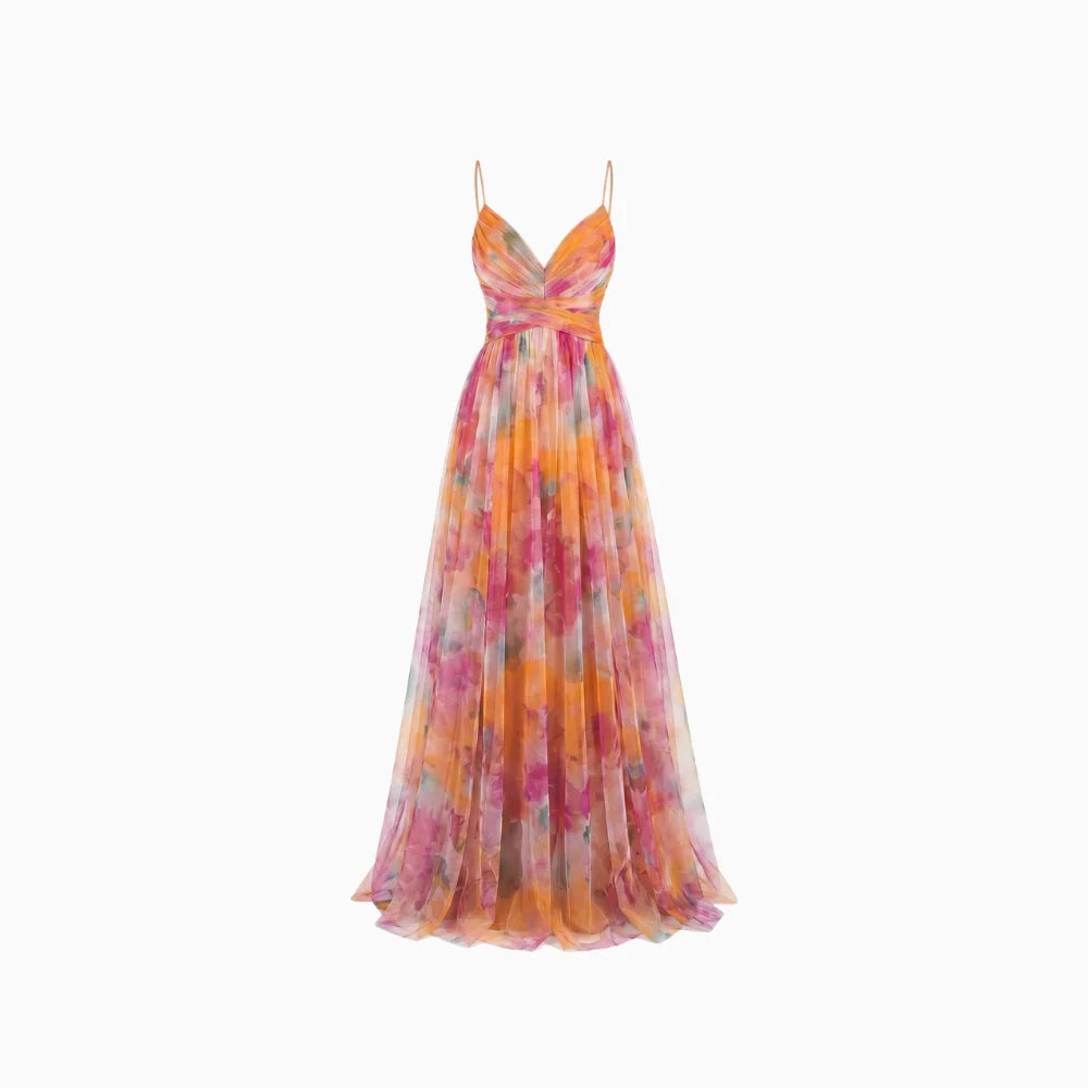 Women's Floral Maxi Dress – Effortless Elegance Summer Style-Summer Dress-Orange-S-