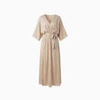 Women's Elegant V-Neck Spring Dress Flowy Lightweight Flattering Fit for Every Occasion-Dresses-Champagne-S-