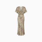 Women's Elegant Maxi Dress with Unique V-Neck Twisted Detail Flowy Long Dress for Events-Dresses-Pink-S-