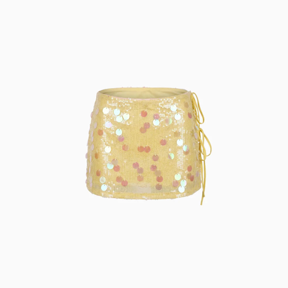 Nayelle | Sequin Mini Skirt for Women - Glitter Sparkling High Waist Regular Elegant Fit-Women's Skirt-Yellow-S-Camoufit