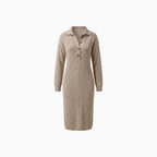 Carmen | Knit Dress Women Winter Warm Long Sleeve Elegant Fit-Knitted Dress-Khaki-S-Camoufit