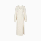 Velina | Knit Midi Dress for Women – Faux Fur Soft Relaxed Fit-Dresses-White-XS-Camoufit