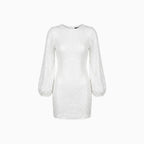 Women's Sequin Mini Dress – Glamorous Party Evening Slim Fit-Evening Dress-White-S-