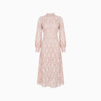Women's Lace Midi Dress – Elegant A-Line Formal Occasion Fit-Wedding Guest Dresses-Apricot-S-