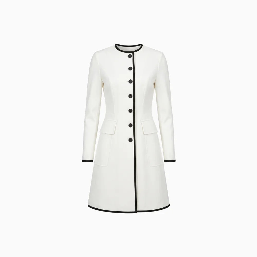 Orelia | Color Block Dress for Women – Round Neck H-Line Elegant Fit-Mini Dress-White-XS-Camoufit