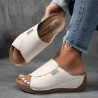 Fiora | Wedge Slide Sandals for Women - Open Toe Platform Wide Strap Regular Summer Fit-Women's Sandals-White-3-Camoufit
