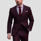 Dorian | Formal 3 Piece Suit for Men - Coordinated Tailored Elegant Regular Refined Fit-Men's Two Piece Set-Burgundy-2XS-Camoufit