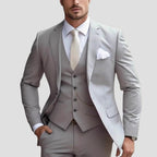 Dorian | Formal 3 Piece Suit for Men - Coordinated Tailored Elegant Regular Refined Fit-Men's Two Piece Set-Light Grey-2XS-Camoufit