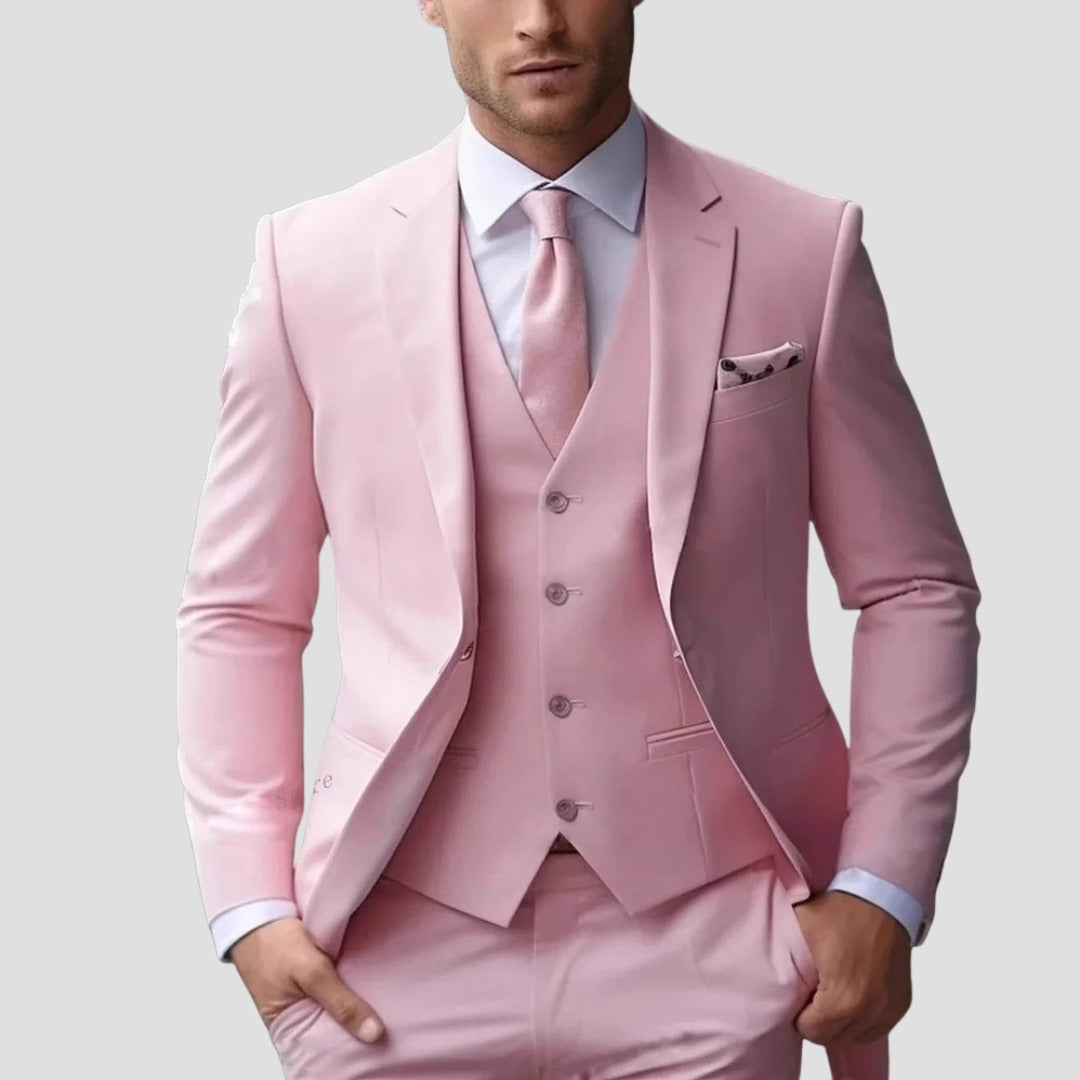 Dorian | Formal 3 Piece Suit for Men - Coordinated Tailored Elegant Regular Refined Fit-Men's Two Piece Set-Light Pink-2XS-Camoufit