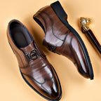 Valen | Formal Dress Loafers for Men - Rounded Toe Slip On Polished Elegant Regular Fit-Men's Oxford Shoes-Brown-6-Camoufit