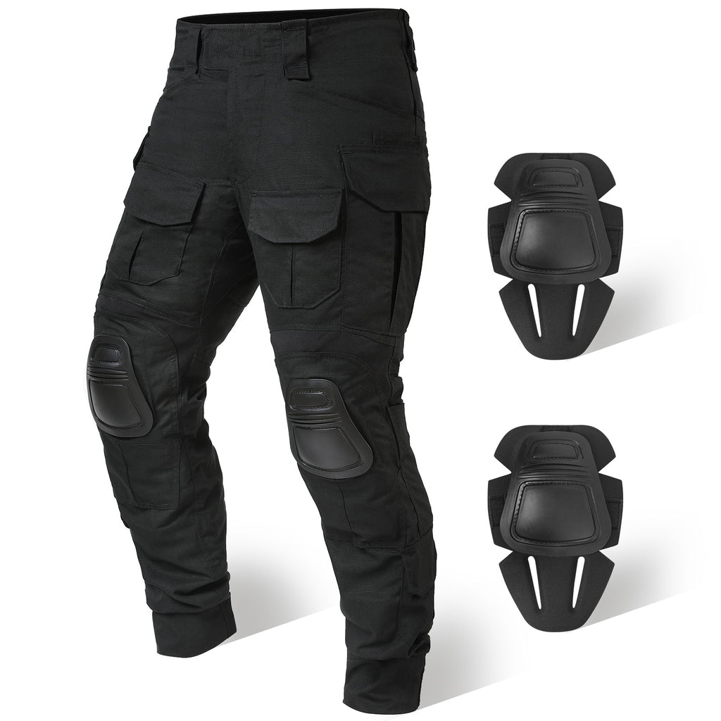 Rovano | Combat Pants for Men - Rip Stop Camo Knee Pad 10 Pocket Stretch Tactical Relaxed Fit-Tactical Cargo Pants-Camouflage-28W/30L-Camoufit
