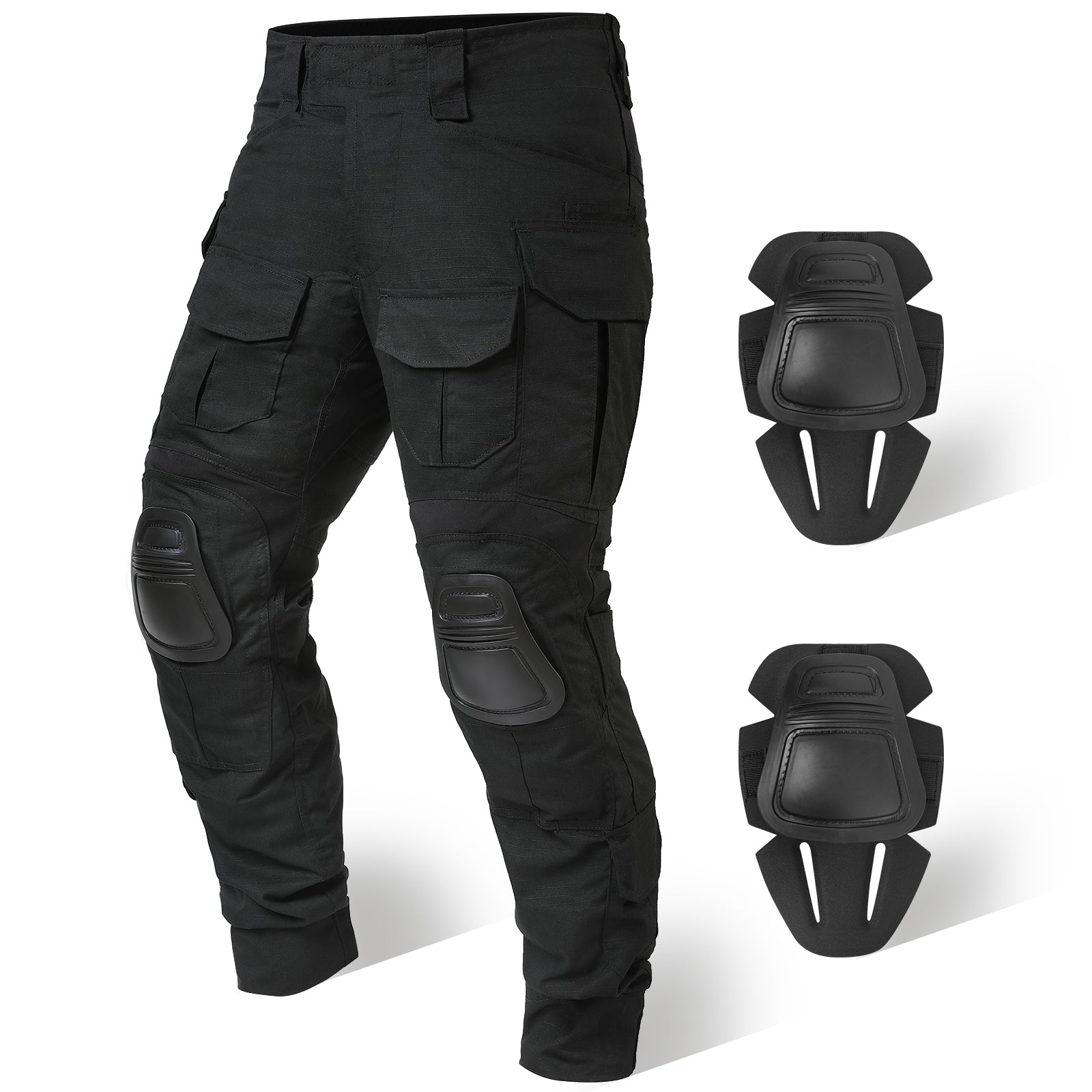 Rovano | Combat Pants for Men - Rip Stop Camo Knee Pad 10 Pocket Stretch Tactical Relaxed Fit-Tactical Cargo Pants-Camouflage-28W/30L-Camoufit