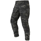 Rovano | Combat Pants for Men - Rip Stop Camo Knee Pad 10 Pocket Stretch Tactical Relaxed Fit-Tactical Cargo Pants-Dark Camo-28W/30L-Camoufit
