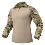 Salvio | Combat Shirt for Men - Camo Long Sleeve Arm Pocket Elbow Pad Rip Stop Tactical Fit-Tactical Top-S-Camoufit