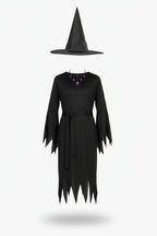 Children's Black Witch Dress Hat and Belt Halloween Costume