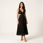 Aveline Pleated Wedding Guest Midi Dress – Elegant Flow Fit-Midi Dresses-Yellow-S-Camoufit