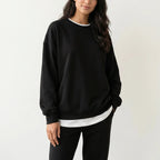 Owena Oversized Women's Sweater - Warm Long Round Neck-Women's Sweater-Black-S-Camoufit