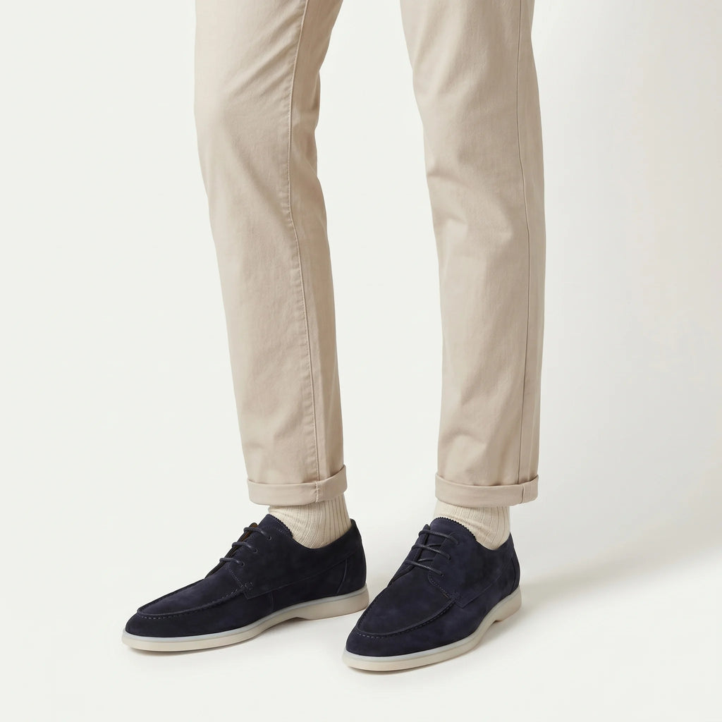 Gustavo Men's Casual Loafers - Lace-Up Round Toe Comfort-Men's Loafers-Navy blue-5-Camoufit