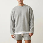 Loey Men's Oversized Sweater - Warm Crew Neck Long Sleeve-Men's Sweater-Grey-M-Camoufit
