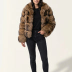 Virella Women's Faux Fur Jacket - Soft Luxe Warm Statement Style-Women's Winter Jacket-Brown-S-Camoufit