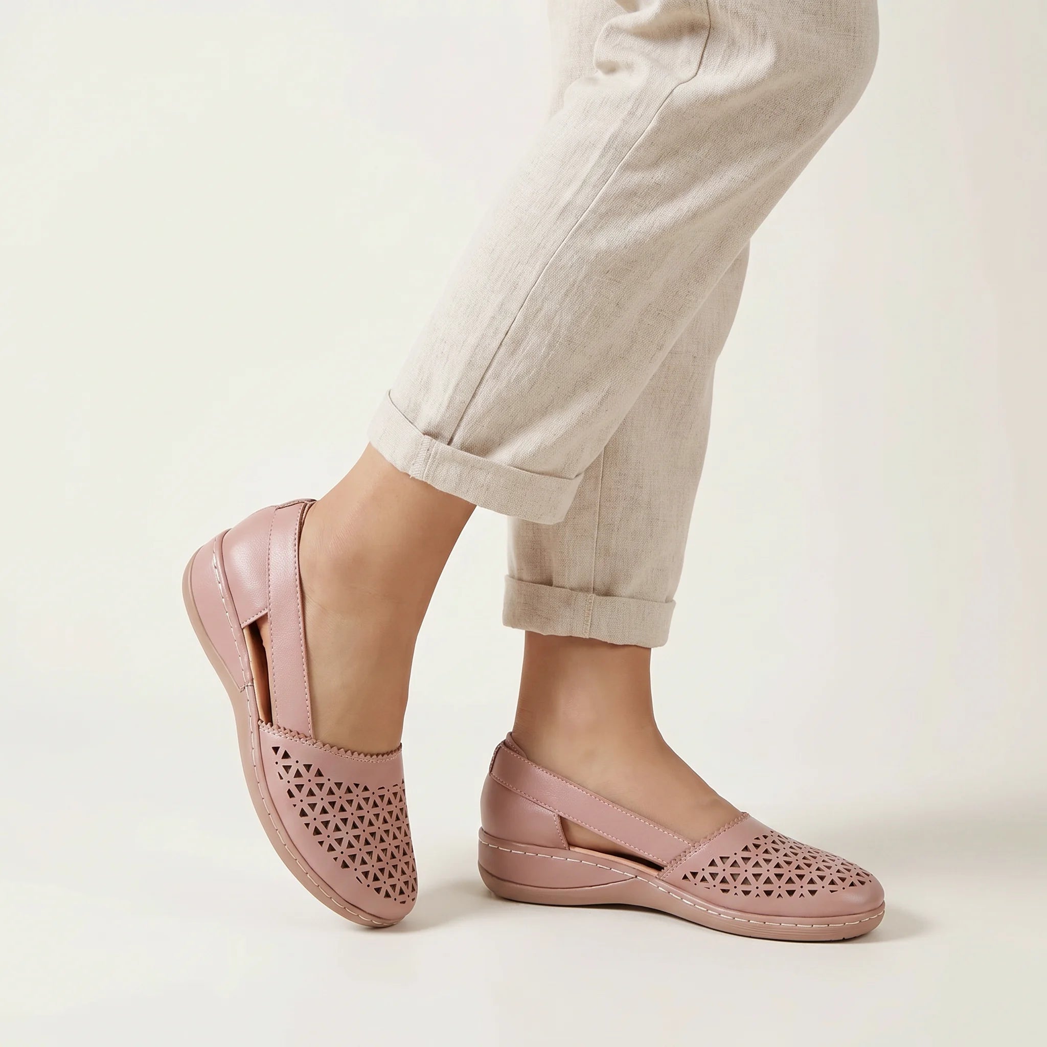 Jasmine Orthopedic Comfort Shoes - Supportive Breathable Everyday Fit-Women's Flats-Light Pink-5-Camoufit